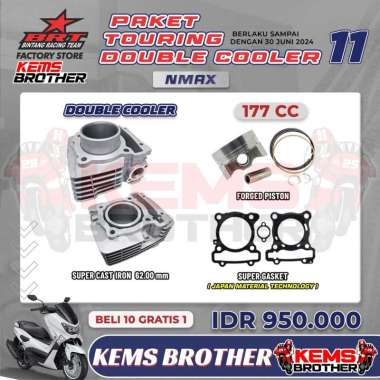 Blok Bore Up 177 CC Casting Iron Double Cooler BRT - NMAX, Aerox, Lexy - Original BRT Nmax old pisto
