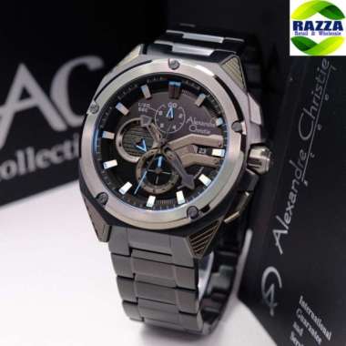 JAM TANGAN PRIA ALEXANDRE CHRISTIE AC 6624 AC6624 BLACK CHRONOGRAPH ORIGINAL - BLACK ROSEGOLD BLACK 