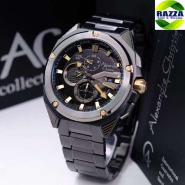 JAM TANGAN PRIA ALEXANDRE CHRISTIE AC 6624 AC6624 BLACK CHRONOGRAPH ORIGINAL - BLACK ROSEGOLD BLACK 