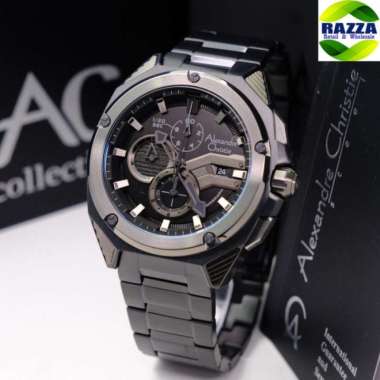 JAM TANGAN PRIA ALEXANDRE CHRISTIE AC 6624 AC6624 BLACK CHRONOGRAPH ORIGINAL - BLACK ROSEGOLD BLACK