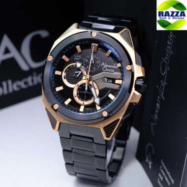 JAM TANGAN PRIA ALEXANDRE CHRISTIE AC 6624 AC6624 BLACK CHRONOGRAPH ORIGINAL - BLACK ROSEGOLD BLACK 