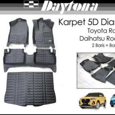 karpet mobil mangkok 5d daytona Khusus Raize / Rocky Plus Bagasi - Diamond