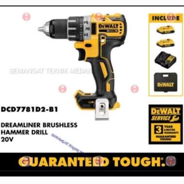 DCD7781D2-B1 CORDLESS BOR IMPACT DRILL BATERAI BRUSHLESS 13mm DEWALT