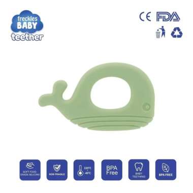 Freckles Baby Whale Silicone Teether - Mainan Gigitan Bayi FRESH GREEN
