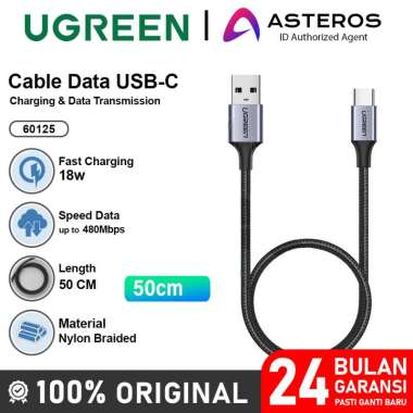 UGREEN Kabel Data PowerBank Kabel Pendek Type C, Micro USB Fast Charge USB-C 50CM