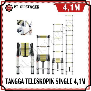 Tangga Lipat Aluminium Teleskopik 4,1 M Single Telescopic Ladder 4,1 Meter