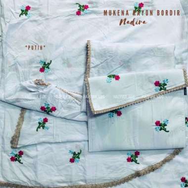 MUKENA DEWASA KATUN RAYON BORDIR NADIRA JUMBO PUTIH