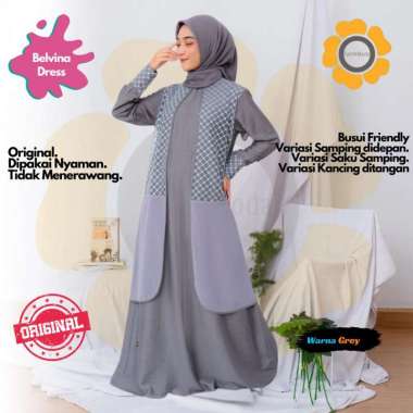 ENDOMODA Dress Wanita Gamis Dewasa Muslimah En.Belvina XXL Grey