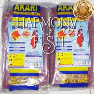 AKARI SUPER RED REFILL BAG 1KG 5MM Pelet Pakan Ikan Koi Koki Louhan