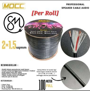 [Per Roll] Kabel Audio Speaker isi 2 MOCC 2 x 1.5 mm Firstclass