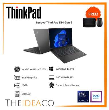 Lenovo ThinkPad E14 Gen 6 Core Ultra 7 155U 16GB 1TB SSD Win11P W3Y Premier