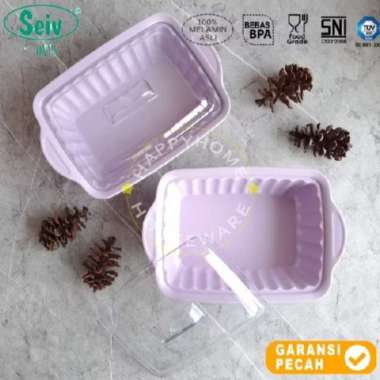 SEIV Warna Ungu Casserole Persegi Plus Tutup Plastik Arcylic 8,5in Melamin Wadah Makanan Saji Melami