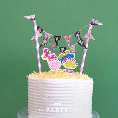 Cake Topper Kit - Black Pink Flowers