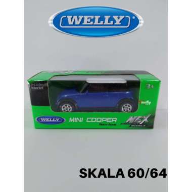 Diecast Welly Nex Skala 60 Mini Cooper Biru Atap Putih