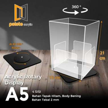 Akrilik Display Putar / Stand Brosur Meja Putar A5 4 Sisi