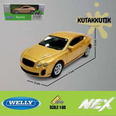 Mainan Mobil Diecast Welly Nex Sedan Bentley Continental Super Sport Skala 1:60 Gold
