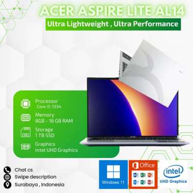 Laptop Acer Core I5 Gen 13 - Aspire Lite AL14-52M-54V4 Core I5-1334 | 16 GB DDR5 | SSD 1 TB | Intel 