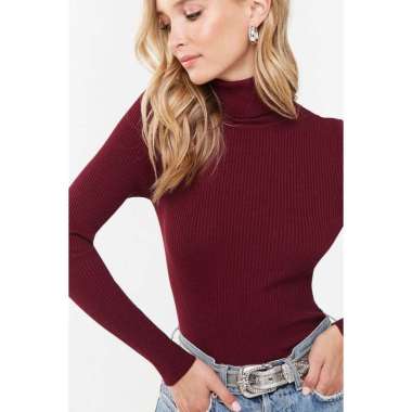 Daleman rajut Turtle neck korean style Tangan Panjang Rajut wanita Pretty Semua Ukuran MAROON