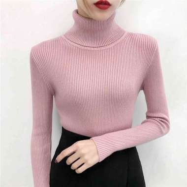 Daleman rajut Turtle neck korean style Tangan Panjang Rajut wanita Pretty Semua Ukuran DUSTY