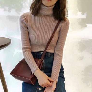 Daleman rajut Turtle neck korean style Tangan Panjang Rajut wanita Pretty Semua Ukuran COKSU
