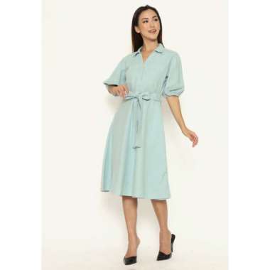 Urban Exchange Scarlet Dress Green - Linen Midi Dress M Green