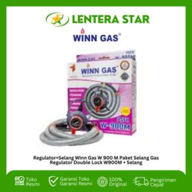 Regulator+Selang Winn Gas W 900 M Paket Selang Gas Regulator Double Lock W900M + Selang