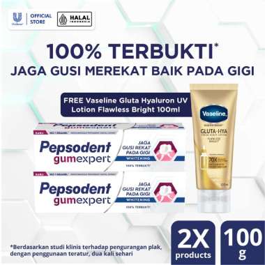 Buy 2 Pepsodent Pasta Gigi Gum Expert Whitening [100 g] Free Vaseline Gluta Hyaluron UV Lotion Flawl