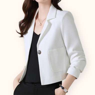 Outer Blazer crop top Wanita Gaya Korea model Terbaru - Jfashion Firza XL Putih