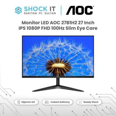 Monitor LED AOC 27B1H2 27" IPS 1080p FHD 100Hz VGA HDMI Slim Eye Care - 27B1H2