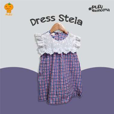 PLEU Dress Stela | Baju Anak Perempuan Usia 1-6 Tahun 6 tahun Merah Biru