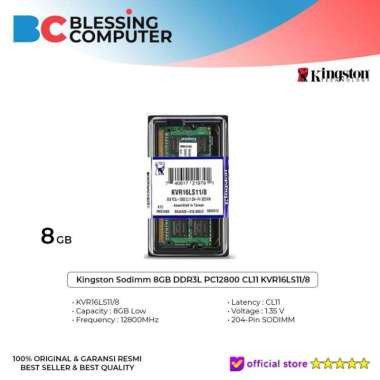 Kingston Sodimm 8GB DDR3L PC12800 CL11 KVR16LS11/8 / Sodimm 8GB Low