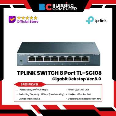 SWITCH 8 Port TPLINK TL-SG108 Gigabit Dekstop Ver 8.0