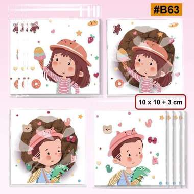 aiGooTan - (ISI 10) PLASTIK COOKIES 10x10 CM - Kantong Kemasan Karakter Lucu Kue Biscuit OPP Medan #