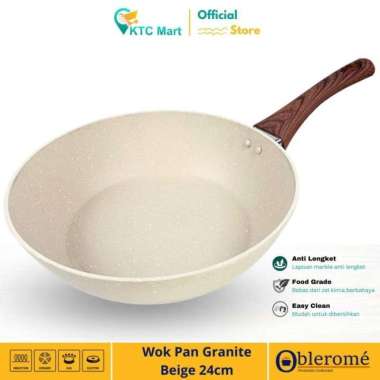 KTC Mart Deep Pan Granite 24 CM Wajan Anti Lengket Wok Pan Granite OBLEROME