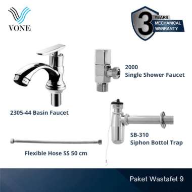 VONE Sifon Wastafel Kran Air Flexibel Stainless Paket Lengkap Wastafel 9