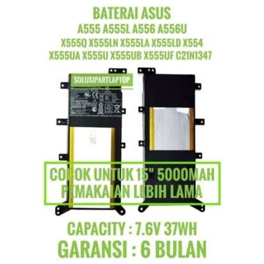 Baterai Asus X555 X555BA X555BP X555DA X555DG X555QA X555QG C21N1347 C21N1347