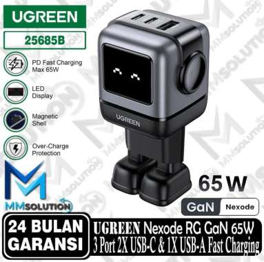 UGREEN Charger GAN Nexode ROBOT Mini Size PD Fast Charging 65W Black Grey
