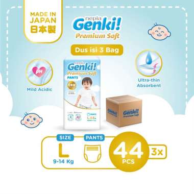 [Triple Pack] NEPIA GENKI Popok Bayi Pants Popok Celana Bayi Diapers Premium Soft M32 / L30 / XL26 /