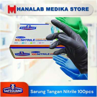 SAFEGUARD Nitrile PowderFree Examination Gloves / Sarung Tangan Nitril Warna Hitam XS