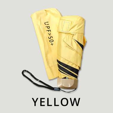 Payung Lipat UPF 50 Anti UV Manual Polos Warna Warni Kuning