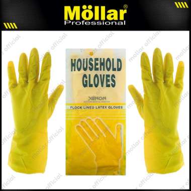 XENON Size-L Sarung Tangan Latex Karet Kuning Cuci Piring Household Safety Gloves