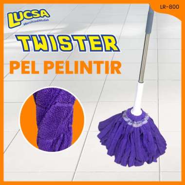 Lucsa Twister Pel Pelintir Pelan Lantai Putar Peras Kain Microfiber Wringer Twist Mop