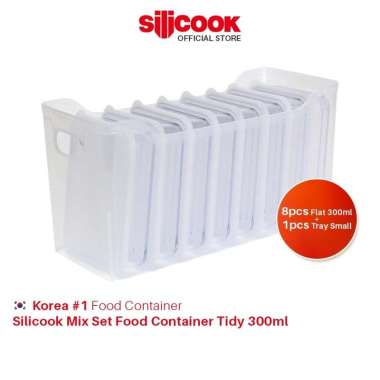 Silicook Mix Set Food Container Tidy 300ml [8xFlat300ml + 1xTray Small] Food Container Organizer Kot