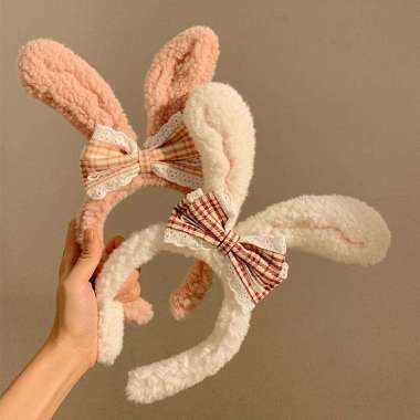 BD0124 Bando TELINGA RABBIT PITA Acc rambut wanita fashion korea Bandana anak motif kelinci pita PUT