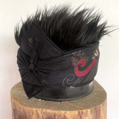 Topi Udeng Rambut palsu pria / ikat kepala Sunda headbans Hitam