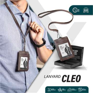 EVERNEXT - LANYARD KARTU ID CARD HOLDER NAME TAG KANTOR TAS KALUNG DOMPET KARTU GANTUNG CLEO BROWN