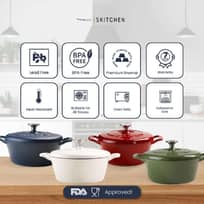 SKITCHEN Aurora Dutch Oven (diameter: 24 cm) - Round Enamel Cast Iron / Cocotte Baking Slow Cooking Dutch Oven/ Panci Premium