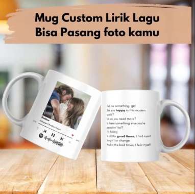 Mug Custom couple lirik lagu bisa pakai foto sendiri Design sendiri