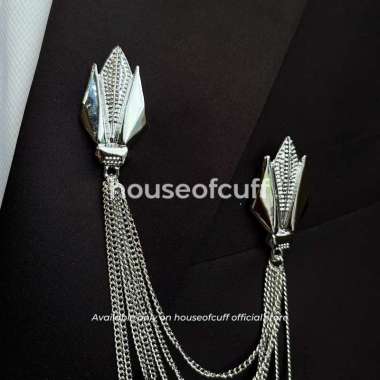 houseofcuff lapel pin brooch rantai jas pria Patzy silver
