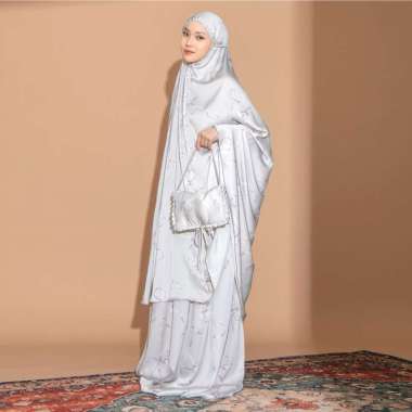 Lozy Hijab - Coquette Prayer Set Series 2 (Mukena Set Pattern Coquette Bahan Silk) Purple Grey